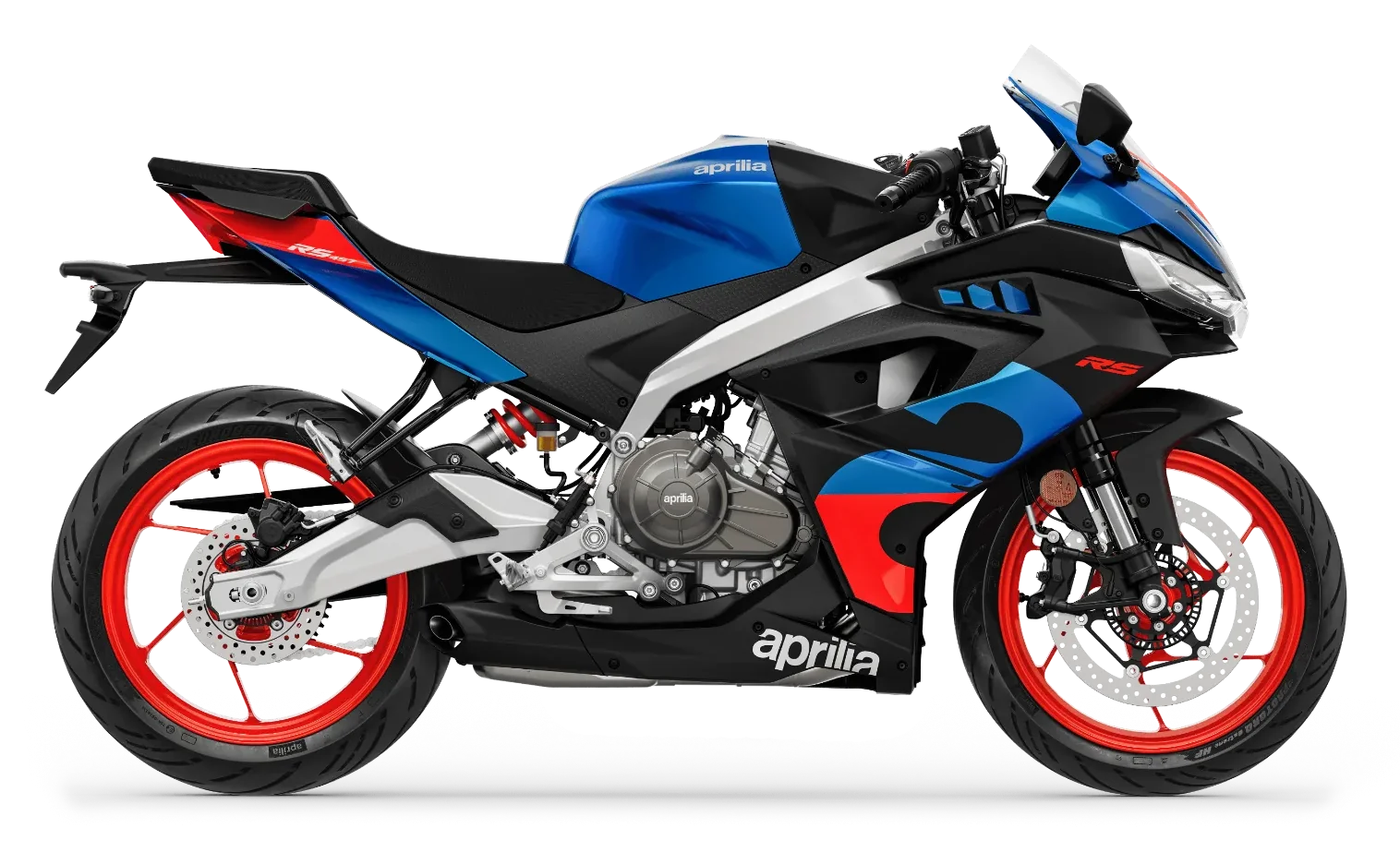 Aprilia RS 457 in Coral Snake Blue, zijaanzicht