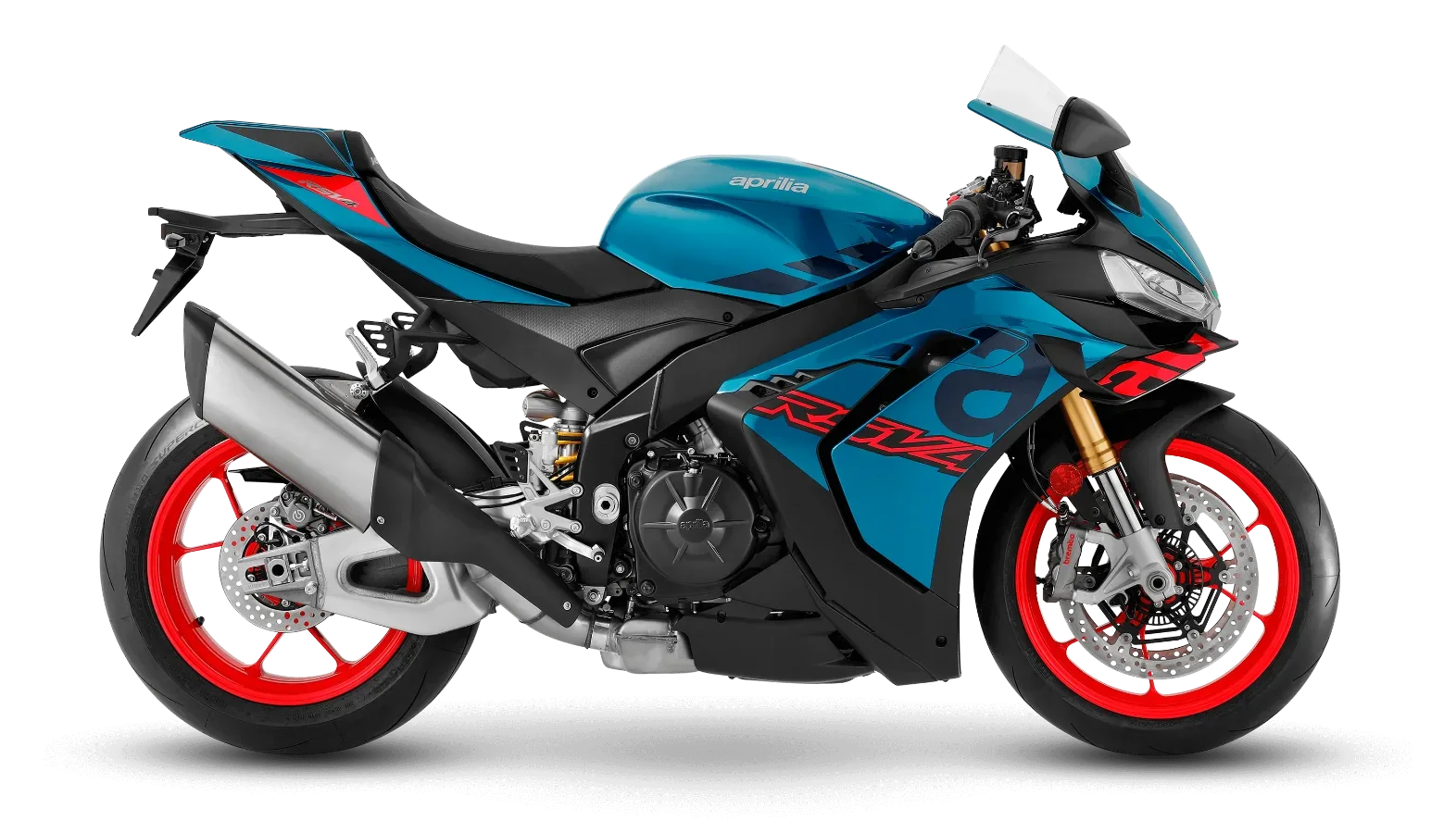 Aprilia RSV4 1100 in Stingray Blue, zijaanzicht