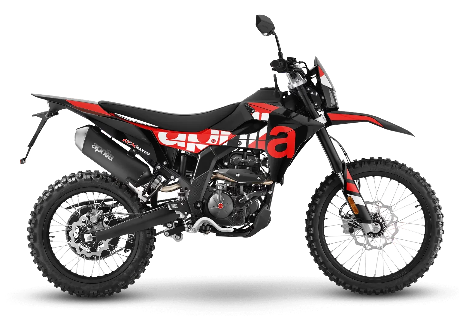 Aprilia RX 125 in Varanus Black, zijaanzicht