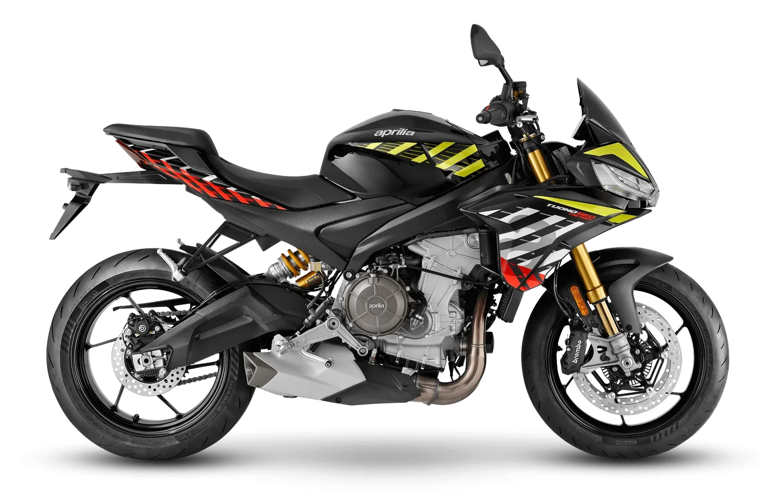 Aprilia Tuono 660 Factory in Shakedown Yellow, zijaanzicht