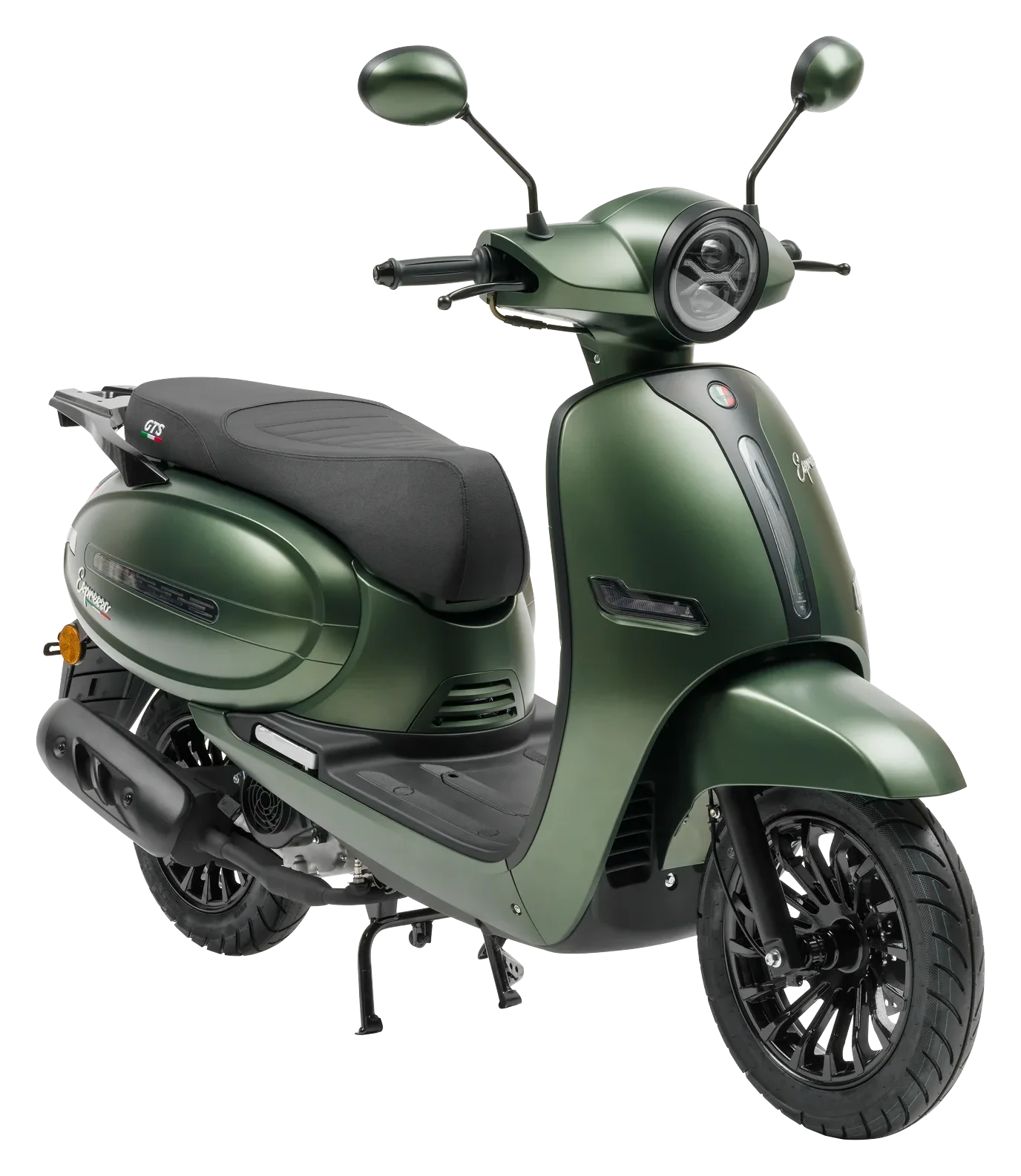 GTS Espresso in Matt Leaf Green, driekwart vooraanzicht