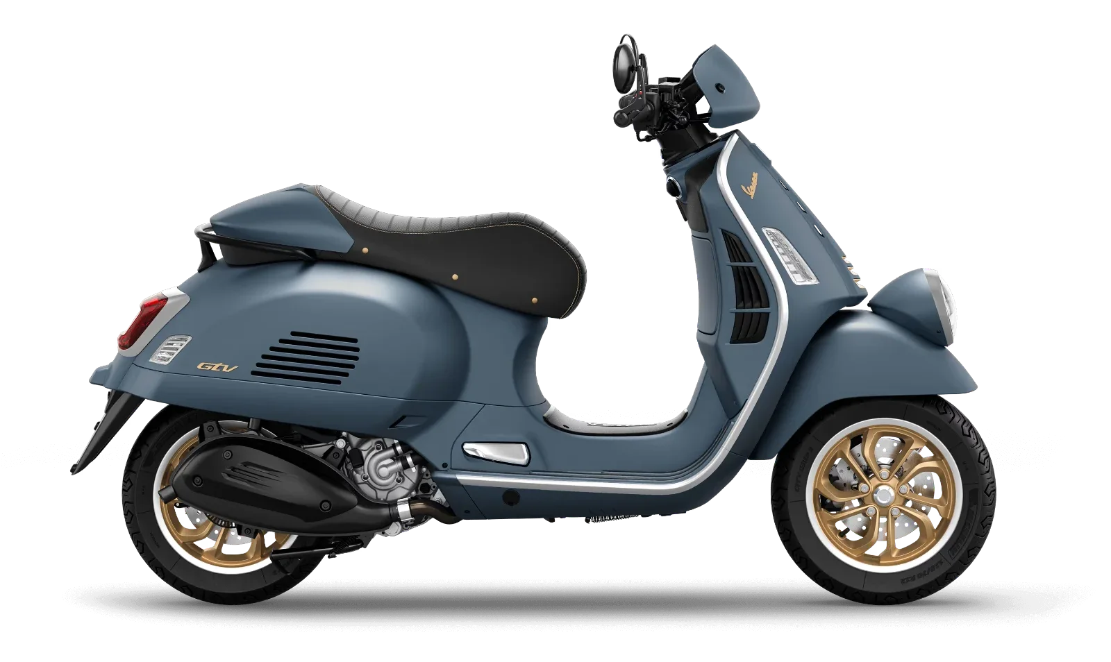 Vespa GTV 310 in Verde Ribelle Matt, zijaanzicht